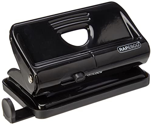 Rapesco PF810MB1 Perforatrice à 2 Trous en Métal 810, Capacité de 12 Feuilles, Noir