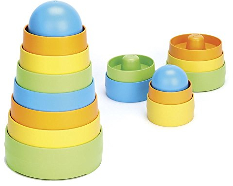 Green Toys 8668079 Stapelspiel, Stapelturm, Babyspielzeug, Motorikspielzeug, nachhaltiges Lernspielzeug für Babys und Kleinkinder ab 6 Monaten, 8-teilig