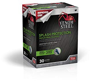 Venom Steel Medline VEN6025 Latex Gloves, Splash Protection, Blue (Pack of 30)