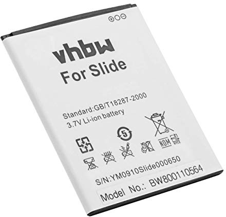 vhbw Akku kompatibel mit Wiko N300 | Slide, Slide 4G, Slide 4GB Handy Smartphone Telefon (2500 mAh, 3,8 V, Li-Ion)