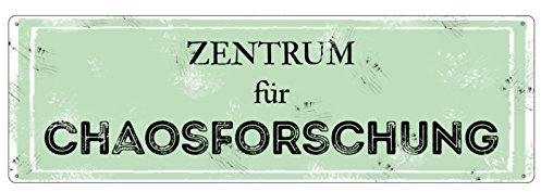 Interluxe METALLSCHILD Blech ZENTRUM FÜR CHAOSFORSCHUNG Kind Türschild Lustig Schild aus Metall mit lustigem Spruch