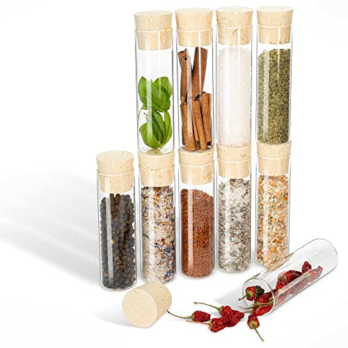 Tuuters 25x Gewürzgläser mit Natur-Korken, kleine Glas-fläschchen für Gewürze (100 x Ø30 mm)