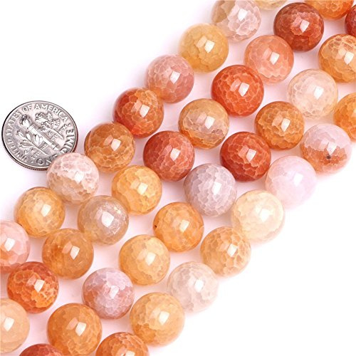 8mm Natural Crackled Agate Beads Round Semi Precious Gemstone Loose Beads for Jewelry Making (47-50pcs/strand)