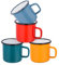 E-far Kaffeebecher, 340 ml, Emaille, für Kaffee, Tee, Camping, Tassen, Rot/Gelb/Blau/Grün, gesunde und helle Farben – Set mit 4 Stück