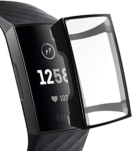 PINHEN Schutzhülle Kompatibel mit Fitbit Charge 4 / Charge 3 Schutzfolie Hülle,TPU Ultradünner Stoßfestes Vollschutz Gehäuse Schutz Hülle für Fitbit Charge 4/Charge 3/Charge 3 SE (Black)