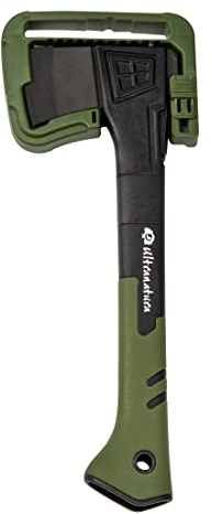 Ultranatura Ascia universale, inclusa protezione della lama, lunghezza del manico circa 36 cm, ascia universale per spaccare piccoli tronchi e rami, testata TÜV/GS, Colore: Nero-Verde