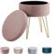 Zedelmaier Runder Sitzhocker Schminktisch Hocker Ottoman Gepolsterter Hocker Abnehmbarer Bezug Metallstütze (Pink)
