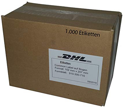 DHL Etiketten Versandaufkleber Label selbstklebend 102 mm x 207 mm für Laserdrucker/Tintenstrahldrucker 1.000 Blatt 910-300-710