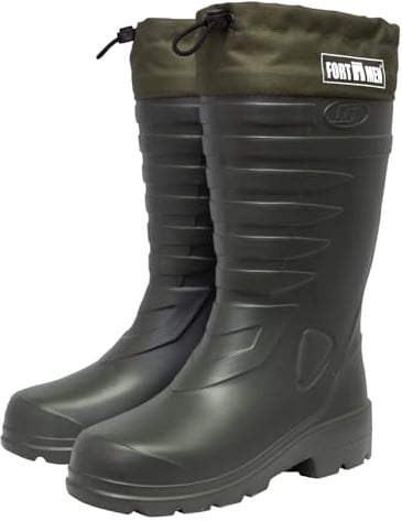 FortMen Botas de goma forradas térmicas para hombre y mujer, botas de invierno cálidas 38-47, botas de trabajo con forro, botas de pesca, verde oliva, 42 EU