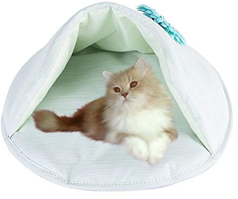 PJDDP Cat Cave Pet Bett Cuddle Bett-Haustier-Katze-Welpen Schlafsack Haus Nest Iglu, Selbst Warming Katzenbett Für Katzen Und Kleine Hunde 20,9 X 17,7 X 9.8Inchs,Grün