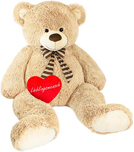 BRUBAKER Riesiger XXL Teddybär 150 cm groß Beige mit einem Lieblingsmensch Plüschherz