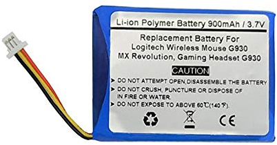 STARNOVO 900-mAh-3,7-V-Ersatzakku für die drahtlose LOGITECH-Maus G930,MX Revolution, Headset G930, Gaming-Headset G930, F540, 981-000257, 533-000018, F12440097, L-LY11