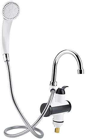 Rubinetto elettrico da 3000 W, scaldacqua istantaneo, rubinetto elettrico rapido, con soffione doccia, display digitale dell'acqua calda (220 V)