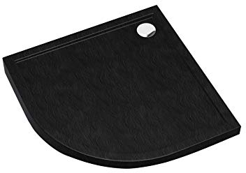 Sellon24® Duschtasse Schwarz Stein Quadrat Rechteck Viertelkreis Duschwanne Black Stone Stein-Effekt (90x90x4,5 R55)