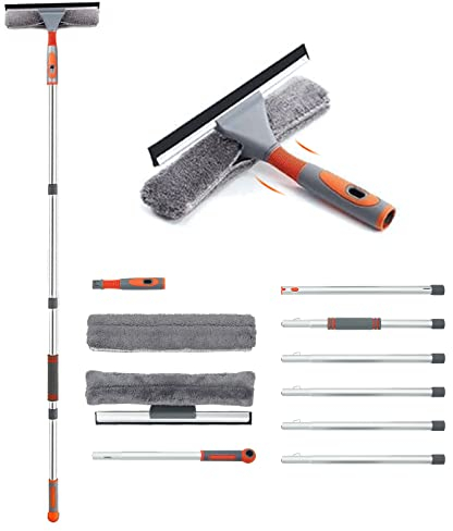 Baban Lavavetri 2 in 1 strumento per la pulizia delle finestre con 1 gomito e 7 aste di estensione diritte