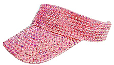 Gudessly Glänzende Strasssteine Sport Sonnenblende Verstellbare Sommerkappe Visier Kappen für Damen Herren, Pink, 6 7/8-7 1/2