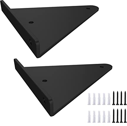 Sonakia 2X Staffe per Mensole, Reggimensola Flottante Robusto, Supporto per Mensole a Parete Nascoste,staffe per Mensole, Supporti per Mensole a Parete DIY, Oro/Nero/Bianco,Black-17x13cm/6.7 * 5.1in