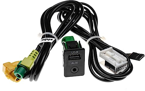 vhbw AUX USB Audio Adapter Kabel KFZ Radio (100 cm) kompatibel mit VW Jetta VI 01/2011+, Passat B6 (Typ 3C) 03/2005-07/2010 Auto, Autoradio