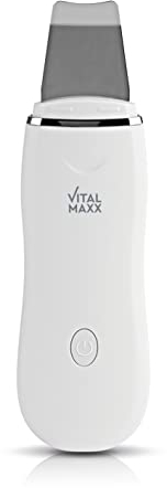 VITALmaxx Ultraschall-Peelinggerät | Gesichtsreinigung und Vibrationsmassage durch Ultraschall-Technologie | Entfernt Schmutz und andere Hautunreinheiten | Kabellos dank Akkubetrieb [weiß/silber]