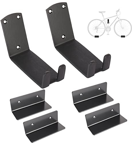 HIGHRAZON Supporto da parete per bicicletta, supporto a pedale per garage, gancio per bicicletta, ganci per bici resistenti con cuscinetto in gomma per parete, max 22,7 kg, set da 2