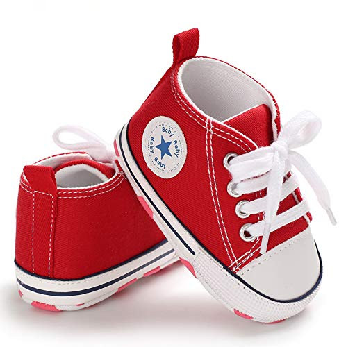 Sehfupoye Baby Mädchen Jungen Turnschuhe Kleinkind Schuhe Canvas Erste Wanderschuhe Neugeborene Anti-Rutsch Prewalker Turnschuhe für 12-18 Monate