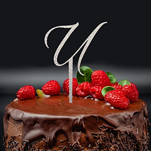 Monogramm Cake Topper, Custom Cake Topper, Hochzeit Initialen Monogramm Topper Rustikaler Kranz, Natürlicher Hochzeits-Topper, Glitzer Silber Acryl Cake Topper, Perfekt für Geburtstag Muttertag