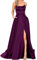 HAHAEMMA - Elegante abito da donna lungo, con tasche, in raso, linea ad A, schiena scoperta, abito da sera, da matrimonio, sexy, con allacciatura al collo, da principessa, damigella d'onore, viola., S