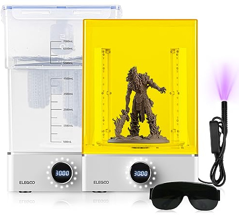 ELEGOO Mercury XS Bundle Wasch- und Pflegegerät für ELEGOO Saturn/Mars 3D-Drucker, kompatibel mit tragbarer UV-Lampe