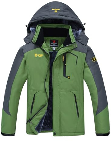 YSENTO Herren Winter Fleecejacke Warm Softshelljacke Wasserdicht Outdoor Skijacke verdickt Snowboardjacke(Grün,M)