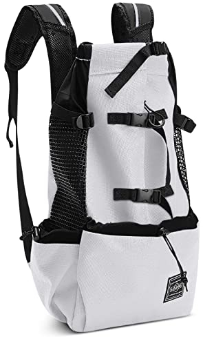 ALLSOPETS Hundetragerucksack Tragbarer Verstellbarer Hunderucksack für Kleine Mittelgroße Große Hunde Haustierrucksack zum Reisen Wandern Bergsteigen Camping (Silbergrau, XL)