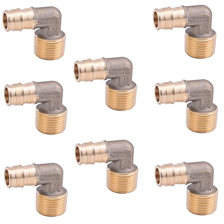 LD Valve-Pex A Fitting 1/2 Zoll ProPex x 1/2 Zoll MPT Messing Ellenbogen für PEX-A Systemrohr, F1960 Messing Pex Expansion Transition Fittings PPEX auf Außengewinde Ellenbogen (8er-Pack)