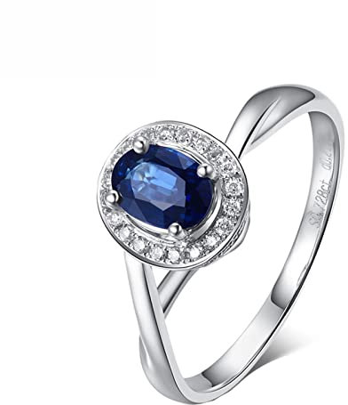Eheringe Frauen Gold 750, Saphir Ring Damen Echt 0,8 karat Trauringe Diamant Größe 56 (17.8) Ring Breit Modeschmuck