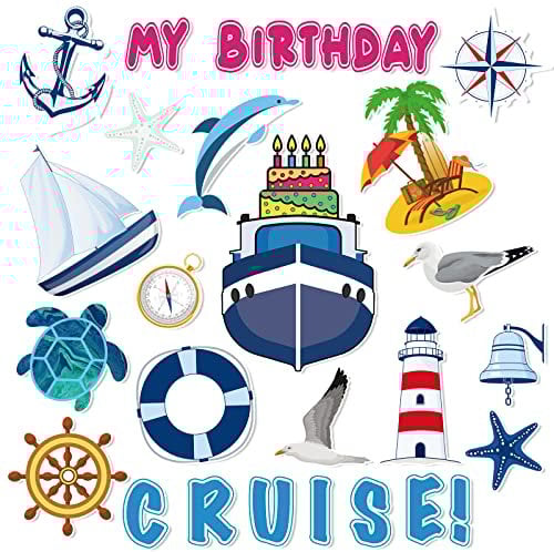 Xuhal 25 Pcs Birthday Cruise Door Magnets Decorations Funny Cruise Ship Door Magnets Magnetic Reusable Magnet for Happy Birthday Cabin Ship Carnival Refrigerator Office Car Accessories