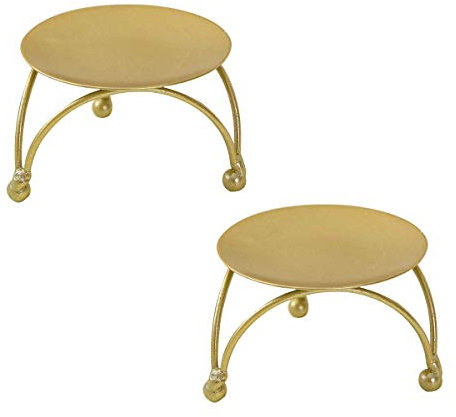 MAQUE Bougeoirs piliers en fer (7,1 cm de diamètre) pour bougies LED et cire, support de bougie sur pied, doré