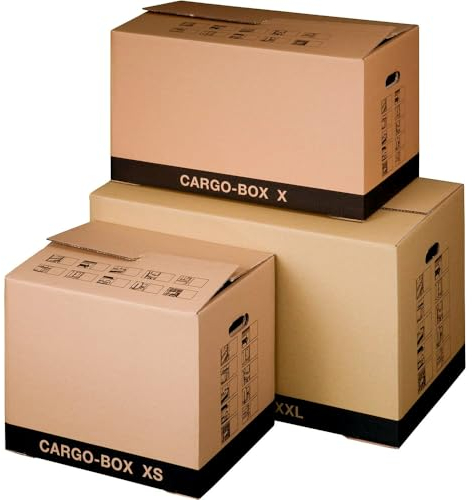 karton-billiger | Umzugskarton Umzugskiste Bücherkarton Faltkarton 1-2-wellig extra stabil | 10 Größen (Basic - XS - 455 x 345 x 380 mm, 20)