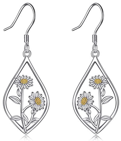 Gänseblümchen Ohrringe 925 Sterling Silber Gänseblümchen Drop Ohrringe Schottische Schmuck Geschenke für Damen Ladies