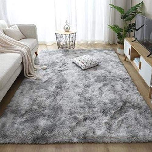 JURLEA Teppich moderner Flauschiger Hochflorteppich für Wohnzimmer weicher Rutschfester Teppich für Schlafzimmer Spielzimmer Moderne Heimdekoration (Grau weiß, 160 x 230 cm)