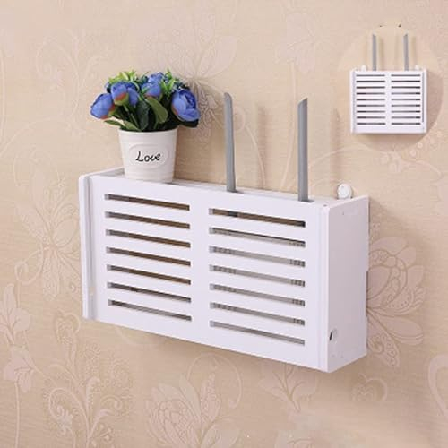 HEIBTENY Caja de almacenamiento WiFi,esconder router Router Armario,Caja Router Pared,Sin taladro Cable Router Storage Box,Estante para colgar en la pared Cables Ocultar