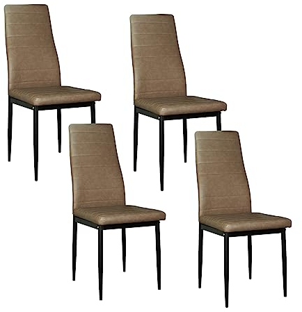HTI-Living Stuhl Memphis PU 4er-Set Esszimmerstuhl Kunstlederbezug Metallgestell Vierfuß Antikbraun