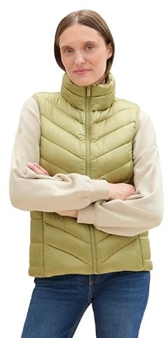 TOM TAILOR Damen 1041486 Weste mit Stehkragen, 35768-Dark Sage, S