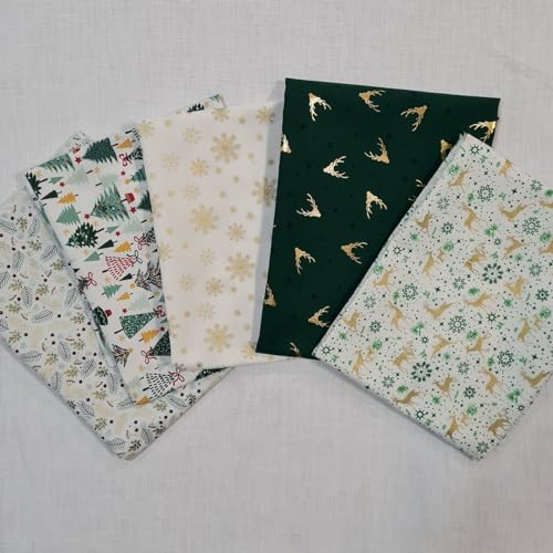Stoffpaket Winterwald Weihnachten 5 verschiedene Weihnachtsstoffe als nachhaltige Geschenkverpackung Adventskalender basteln