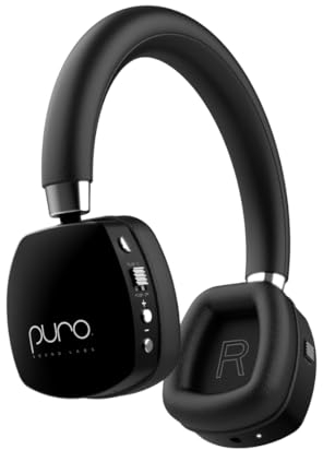Puro Sound Labs PuroQuiet Plus Lautstärkebegrenzte On-Ear Active Noise Cancelling Bluetooth Kopfhörer – Leichte Kopfhörer für Kinder mit eingebautem Mikrofon – Sicherer Sound (Schwarz)