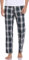 Litherday Pantalon de Pyjama Homme Bas de Pyjama à Carreaux 100% Coton Longue Cofortable Respirant Décontracté Doux,Bleu + Vert + Blanc,M-2