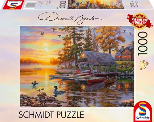 Schmidt Spiele 58532 Darrel Bush, Bootshaus mit Kanus, 1000 Teile Puzzle