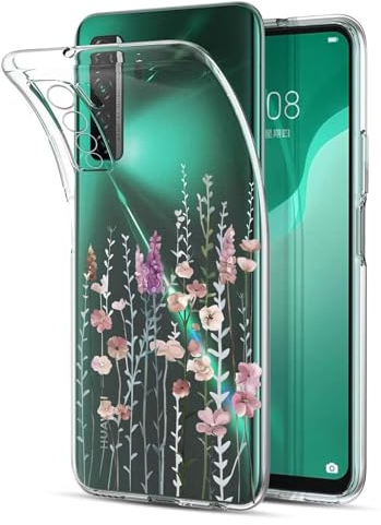 Kaywzo Cover per Huawei P40 Lite 5G,Custodia in Trasparente TPU con Modello del Modelli di Fiori Colorati,Ultra Sottile Donna Silicone Phone Protezione Case Cover-3