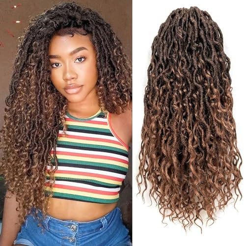 PORSMEER 18 pouces 6 paquets Boho Faux Locs Crochet extensions de cheveux, cheveux pré-bouclés désordonné rivière Bohème cheveux ondulés Crochet tresses 12 brins/paquet