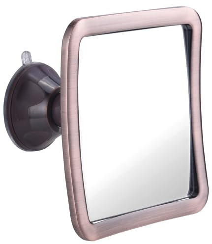 Mirrorvana Beschlagfreier Rasierspiegel mit Starkem Saugnapf 360° Drehbar, Unzerbrechlicher Anti-Beschlag Duschspiegel für Männer und Frauen, 16cm x 16cm (Bronze)
