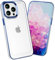 BARALARIQIU Cover per iPhone 13 Pro Placcato PC rigido Antiurto Trasparente Protezione della fotocamera Custodia Azzurro