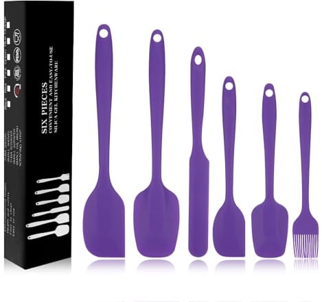 6 Pezzi Spatole in Silicone, Spatole per Dolci, Cucina in Silicone Spatola da Resistente al Calore fino a 230 ºC Antiaderent Set per Cuocere e Cucinare, Viola