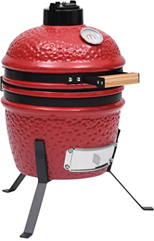 Furniture Home Tools 2-in-1 Kamado Barbecue Grill Smoker Ceramic 56 cm Red